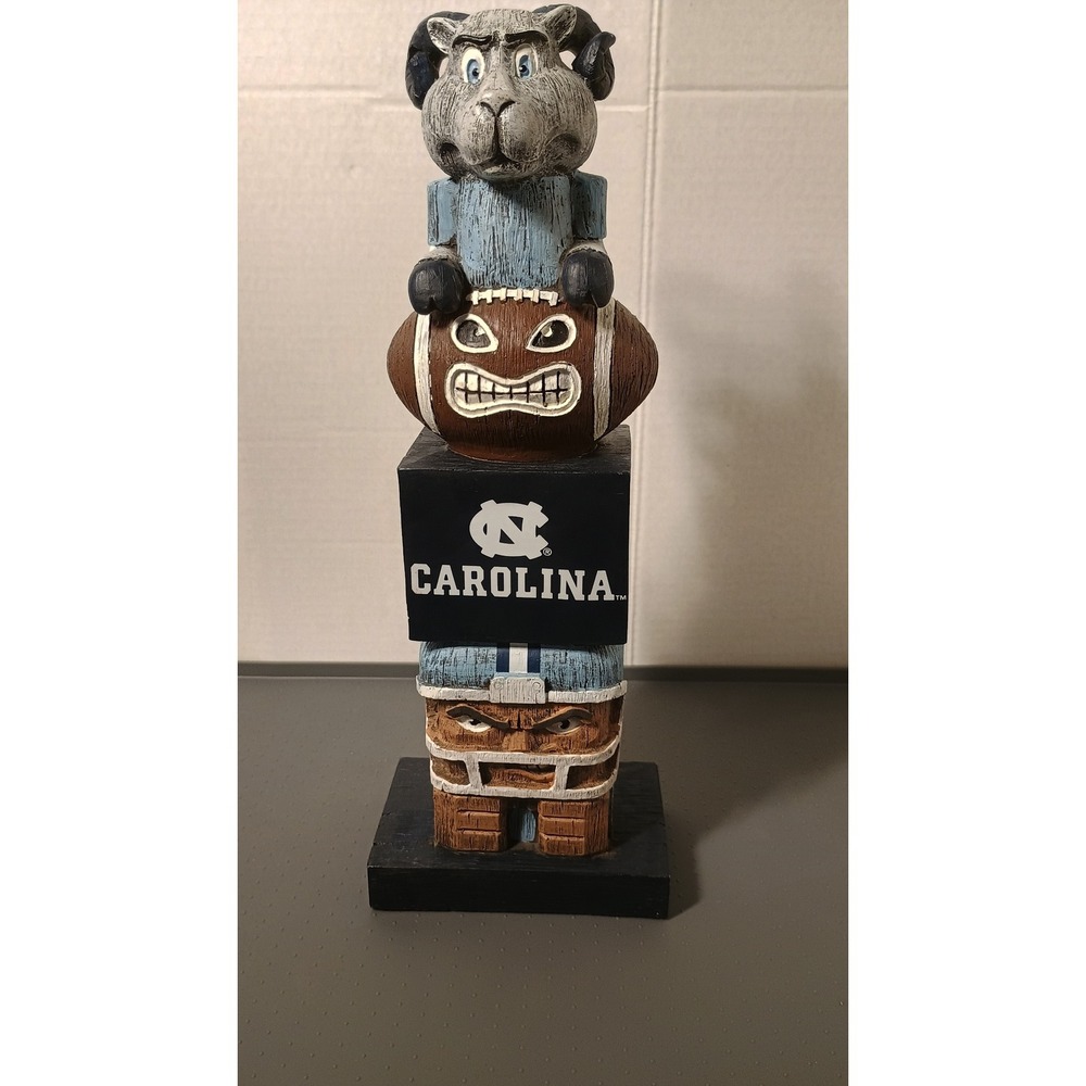 UNC Tar Heels Totem Statue Rameses 16in Blue Good Faux Wood Carved NCAA Mascot